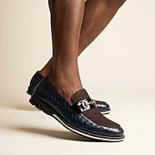 halpa Rennot loaferit-Miesten tummanruskeat kudotut loaferit, metallikuoriset, slip-on-kengät toimistoon, häihin, juhliin, matkoille ja tyylikkääseen herrasmiestyyliin.