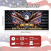 ieftine 250 de ani de la-Decorațiune pentru capacul ușii de garaj cu ocazia celei de-a 250-a aniversări a SUA, fundal pentru fotografie cu vulturul din 4 iulie, banner american 1776-2026 pentru decor patriotic al Zilei Independenței