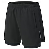 baratos Calções de corrida-Homens Shorts de Corrida Calções atléticos Shorts de Academia Bolsos 2 em 1 Com forro de compressão Calção Casual Diário Esporte Verão Primavera Secagem Rápida Leve Pavio Humido Treino de Ginástica