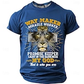  Maglietta per uomo con Bibbia Leone di Giuda Croce Creatore dei modi Lavoratore di miracoli Mio Dio Religiosa Cristiano Spirituale Worship T-Shirt Grafica Collo a giro Regular Fit Chiesa Domenica