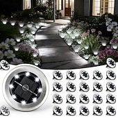 cheap Pathway Lights &amp; Lanterns-16 Pcs Outdoor Solar Garden Lights, IP44 Waterproof Pathway Lights with 8 LED Beads, Decorative Ground Stake Lights for Yard, Lawn, Flower Bed, Farm, Patio, Driveway, Landscape, Outdoor Decor