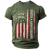 cheap Patriotic 250 T-shirts-4th of July 2026 250th Memorial Day Men's 3D Print US Flag Crew Neck Short Sleeve T-Shirt Daily Street