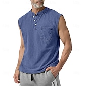 economico Canotte da palestra-SoftFade™ Canotta da Uomo Top Canotta Camicia Denim Camicia Acid Wash Maniche Senza Maniche Con Cappuccio Zip Henley Estate Primavera Piana Base Cappuccio Casual Vacanza Strada Viola Top T-Shirt per