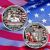  minnemynt for kvinneveterandagen til ære for tjeneste og mot &Arven etter kvinnelige militærhelter, samlermedalje, patriotisk hyllestgave til veteraner, feiring av 12. juni