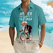 economico Camicia vintage-Per uomo Bicicletta Vecchio Uomo Gergo divertente Camicia Camicia Estiva Camicia con Bottoni Manica Corta Vintage Retrò All'aperto Vacanza al Mare Estate Primavera Collo ripiegato Stampa 3D Camicia
