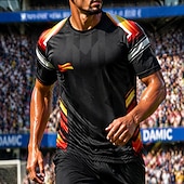  Camiseta de futebol masculina estilo alemão, com estampa geométrica, ideal para o verão, manga curta, proteção solar UPF 50, secagem rápida, tecido de malha respirável, modelo 2026, perfeita para