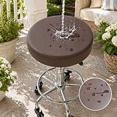 voordelige Stoelhoes-Rekbare, waterdichte PU-barkrukhoezen, ronde leren barkrukzittinghoes, ronde barkrukhoes met elastische banden voor barkrukken van 12-15 inch.