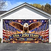 billiga 250:e årsjubileum-Dekorationer för garageporten till amerikansk självständighetsdag, fyrverkerier, amerikansk flagga, patriotisk bakgrund för garageporten, dekorationer för amerikansk flagga, frihetsminnesfest