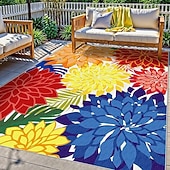 economico Tappeti-Tappeto da esterno 5x8 piedi, impermeabile, multicolore, per interni, lavabile, per patio esterno, con motivo floreale tropicale, antiscivolo, ideale per soggiorno, piscina, giardino, terrazzo e