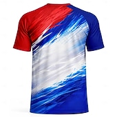 cheap Running Tee &amp; Tank Tops-Men's Soccer Jersey USA Style Color Block Red Blue Independence Day Athletic Short Sleeve T-Shirt UPF 50 Quick Dry Breathable mesh fabric 2026 Soccer Fan Tee Training Gym Running Sports