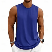 abordables Camisetas sin mangas de gimnasio-Hombre Camiseta sin mangas Chaleco Camisetas Interiores Camisa sin mangas Sin Mangas Escote Redondo Verano Primavera Plano Moda Deportivo Clásico Puro Casual Gimnasia Calle Negro Blanco Rosa Camiseta