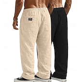 economico Classico-Per uomo Pantaloni di Lino Pantaloni Pantaloni Estivi Pantaloni Larghi Pantaloni da Spiaggia Coulisse Elastico in vita Gamba Dritta Semplice Comodità Traspirante Lunghezza intera Casuale Quotidiano
