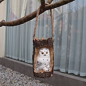 cheap Pathway Lights &amp; Lanterns-Outdoor Solar Waterproof Resin Animal Tree Stump Hanging Lanterns – Owl, Fox, Squirrel, Tree Hole, Santa Claus Decorative LED Lights for Garden, Yard, Lawn, Pathway, Patio – Ambient Landscape Lighting