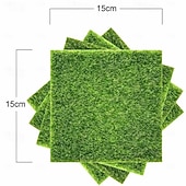 お買い得  人工植物と緑-クラフト用のフェイクグラス装飾4パック、ミニチュアガーデン用の6インチ×6インチの妖精の人工苔、ドールハウスのアクセサリー、ジオラマ用品、DIY装飾