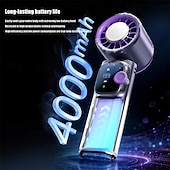 お買い得  携帯扇風機-冷風を送るハンディファン、199段階の風量調節が可能なポータブルミニファン（LEDディスプレイ付き）、折りたたみ式USB充電式小型ファン（旅行、スポーツ、キャンプに最適）、高速パーソナル冷却