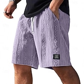 cheap Casual Shorts-Men's Shorts Summer Shorts Beach Shorts Casual Shorts Jacquard Pocket Elastic Waist Jacquard Comfort Breathable Knee Length Casual Outdoor Beach Vacation Fashion Blue Black Micro-elastic
