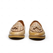 abordables Mocassins en cuir de qualité supérieure-Mocassins à pampilles en cuir véritable beige de qualité supérieure pour homme, chaussures habillées de luxe à enfiler, idéales pour le marié, les invités, les mariages en plein air, les réceptions et les occasions spéciales pour un gentleman élégant.