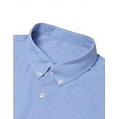 cheap Men's Button Down Shirts-Men's Shirt Dress Shirt Button Down Shirt Solid Color Outdoor Business Blue Long Sleeve Button Down Collar Summer Spring Clothing Apparel Buttons