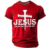  Hombre Jesús Camiseta Manga Corta Camiseta Impresión 3D Cuello Barco Camisa Moda Design Sencillo Casual Diario Fiesta Rojo Verano Primavera Ropa S M L XL XXL XXXL