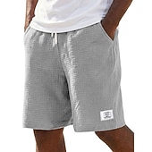 voordelige Klassiek-Voor heren Korte broek Linnen korte broek Zomer korte broeken Strandshorts Trekkoord Elastische taille Effen Comfort Ademend Knielengte Dagelijks Buiten Feestdagen Vakantie Modieus blauw Zwart