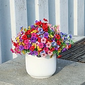 economico Fiore finti-9/18 pezzi di vivaci fiori artificiali di eucalipto, composizioni di fiori finti multicolore, 9 colori brillanti, decorazioni da appendere in plastica di alta qualità, adatte per vasi da balcone e