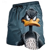abordables Animales &amp; Aves-Hombre Gracioso Pato animales de dibujos animados Boxers de Natación Trajes de baño, bañadores cortos Pantalones de Surf Media cintura Hawaiano vacaciones en la playa Bolsillos laterales Forro de