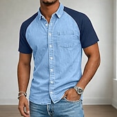  Herr Skjorta Button Down skjorta Casual skjorta Tvätta skjorta i 100 % bomull Rodnande Rosa Blå Grön Ljusgrå Mörkgrå Kortärmad Slät Tröjkrage Ledigt Dagligen Färgblock Kläder Elegant Mode Ledigt