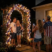  quattro luglio 250° anniversario degli Stati Uniti 6m 40 led stella patriottica &Luci a stringa per bandiere, striscia LED rossa, bianca e blu, alimentate a batterie AAA, luce fissa &modalità