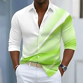 economico Geometrica-Per uomo Geometrico Colore sfumato Arte astratta Camicia Camicia con Bottoni Camicia casual Manica Lunga Moda Casual All'aperto Abbigliamento Quotidiano Primavera Autunno Collo ripiegato Stampa 3D