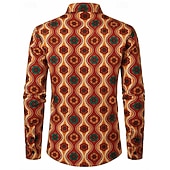 economico Cime-Retrò Vintage Anni '70 Camicia Disco Geometrico Psichedelico Costume Per uomo Halloween Carnevale Festival Musicale Parata dell'Orgoglio Mese dell'orgoglio Adulti Camicia