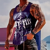 Χαμηλού Κόστους T-shirt Halloween-Tank Top Χάλοουιν για Άνδρες με Κρανίο με Χέρια Σκελετού και Αλυσίδες Γκόθικ Τρόμου Σκοτεινός Μοτοσικλετιστής Ροκ Μέταλ Graphic Muscle Fit Μη Κοντά Μανίκια Γυμναστήριο Fitness Στριτγουέρ Χαλαρός