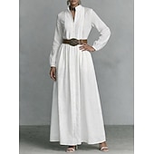  Pentru femei Rochie Maxi Rochii Tip Cămașă Rochie albă Rochie de absolvire Elegant Modă Modern În aer liber Vacanță Ieșire Fit regulat Simplu Manșon Lung Gât Înalt Albastru piscină Negru Alb Roz