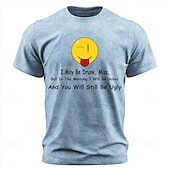  Camiseta masculina "Posso estar bêbado, mas de manhã estarei sóbrio e você continua feio" com estampa divertida e lavagem ácida. Manga curta, modelagem regular, ideal para festas e bares. Disponível