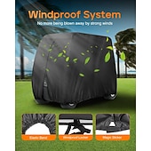 voordelige Tuinmeubelhoezen-Golfkarhoes voor 4 personen, zware uitvoering, 210d/420d waterdichte golfkarhoes met verlengd dak, compatibel met EZ Go Club Car Yamaha golfkarren, stofbestendige buitenhoes voor 4 personen (tot 112
