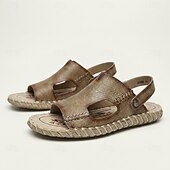 abordables Sandalias de Vacaciones-Sandalias marrones de tiras en el talón para hombre, calzado casual de verano con puntera abierta, ligero y cómodo para actividades al aire libre, ideales para vacaciones en la playa, viajes, uso en resorts, ocio diario y climas cálidos.