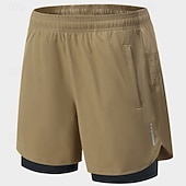 baratos Calções de corrida-Homens Shorts de Corrida Calções atléticos Shorts de Academia Bolsos 2 em 1 Com forro de compressão Calção Casual Diário Esporte Verão Primavera Secagem Rápida Leve Pavio Humido Treino de Ginástica