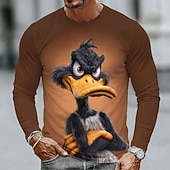  Ανδρικό μονόχρωμο μπλουζάκι με θέμα τα ζώα, μπλουζάκι με μακριά μανίκια, πουκάμισο με στρογγυλή λαιμόκοψη, αστείο, casual, καθημερινό, street, μπλε, μαύρο, κίτρινο, άνοιξη, φθινόπωρο, ρούχα, ένδυση