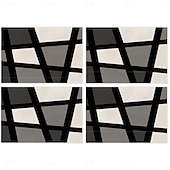 billige Placemats &amp; Coasters &amp; Trivets-retro svart-hvitt geometrisk bordløper, 100 % polyestervevd rektangulær borddekorasjon, minimalistisk abstrakt mønsterdesign, maskinvaskbar, varmebestandig