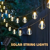 olcso Napelemes-napelemes kültéri kemping hangulatvilágítás 5m 20leds 8 világítási mód napelemes gömb alakú fényfüzér ünnepi esküvői parti kerti erkélydekorációs lámpa