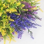  9 Bündel künstliche Lavendelblüten, UV-beständige Kunstblumen und künstliche Sträucher aus Kunststoff für den Außenbereich, geeignet für Fenster, Haus und Garten.