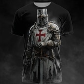  Maglietta T-Shirt Uomo Crusaders Cavalieri Templari Armatura Medievale Croce Rossa Vintage Gotico Eroico Stampa All Over Fit Regolare Casual Abbigliamento Streetwear Designer