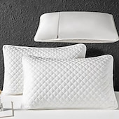 baratos Textured lance travesseiros-Capa de travesseiro acolchoada e impermeável, à prova de derramamentos, macia e respirável, com zíper, para cama, ideal para quarto e casa.