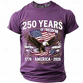  4 juli 2026 250:e Herr Rolig T-shirt Kortärmad T-shirt 3D-tryck Rund hals Skjorta Mode Designer Enkel Ledigt Dagligen Fest Svart Rubinrött Sommar Vår Kläder S M L XL XXL XXXL