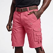 cheap Classic-Men's Cargo Shorts Hiking Shorts Leg Drawstring Wearable Elastic Cuff Plain Solid Comfort Knee Length Casual Daily Outdoor Vacation Fashion Navy Blue Red Micro-elastic