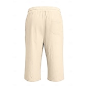 ieftine Vacanţă-Bărbați Pantaloni scurți din in Pantaloni scurți de vară Pantaloni scurți de plajă Cordon Buzunar Talie elastică Culoare solida Confort Respirabil Lungime gambă Casual Zilnic Plajă Vacanță Modă Negru