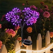 abordables Éclairage paysager-Guirlande lumineuse solaire en forme de pissenlit, effet feu d'artifice - 2 modes d'éclairage pour jardin, pelouse, camping, décoration de fête (1 pièce)