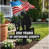 cheap U.S. 250th Anniversary-250 Years of Defending Liberty Metal Garden Stake, Patriotic Memorial Day American Flag Yard Sign, Outdoor Lawn Decor for Veterans, Independence Day, Home &amp; Garden Decoration