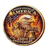 cheap U.S. 250th Anniversary-U.S. Constitution 250th Anniversary Commemorative Coin, 'We The People' Medal, Patriotic Collectible with Quill, American Flags, Liberty &amp; Justice Historical Gift
