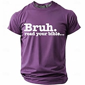  Bruh Read Your Bible Funny Christian Men's Sarcastic Religious Meme T Shirt Graphic Crew Neck Short Sleeve Church Youth Group Gift for Son Designer Clothing Apparel