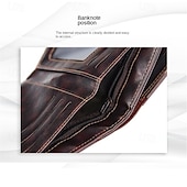 cheap Card Holders &amp; Cases-2 Pack Men's Wallet Vintage Retro Bifold PU Leather Purse, Distressed Riveted Short Wallet with Snap Button Closure, Card Holder for Men Boyfriend Father Gift, Brown/Charcoal
